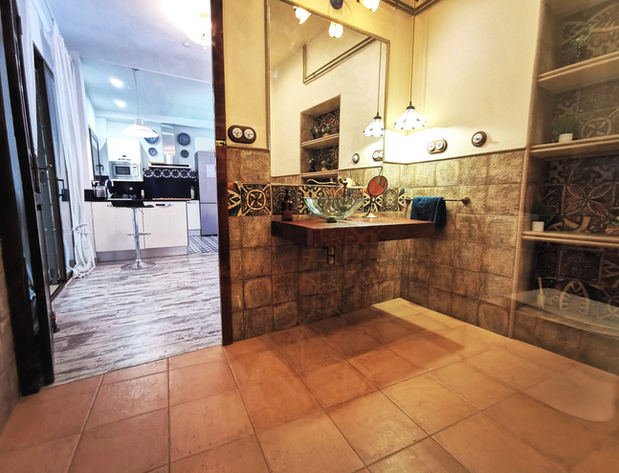 downstairs bathroom Spanish tile design