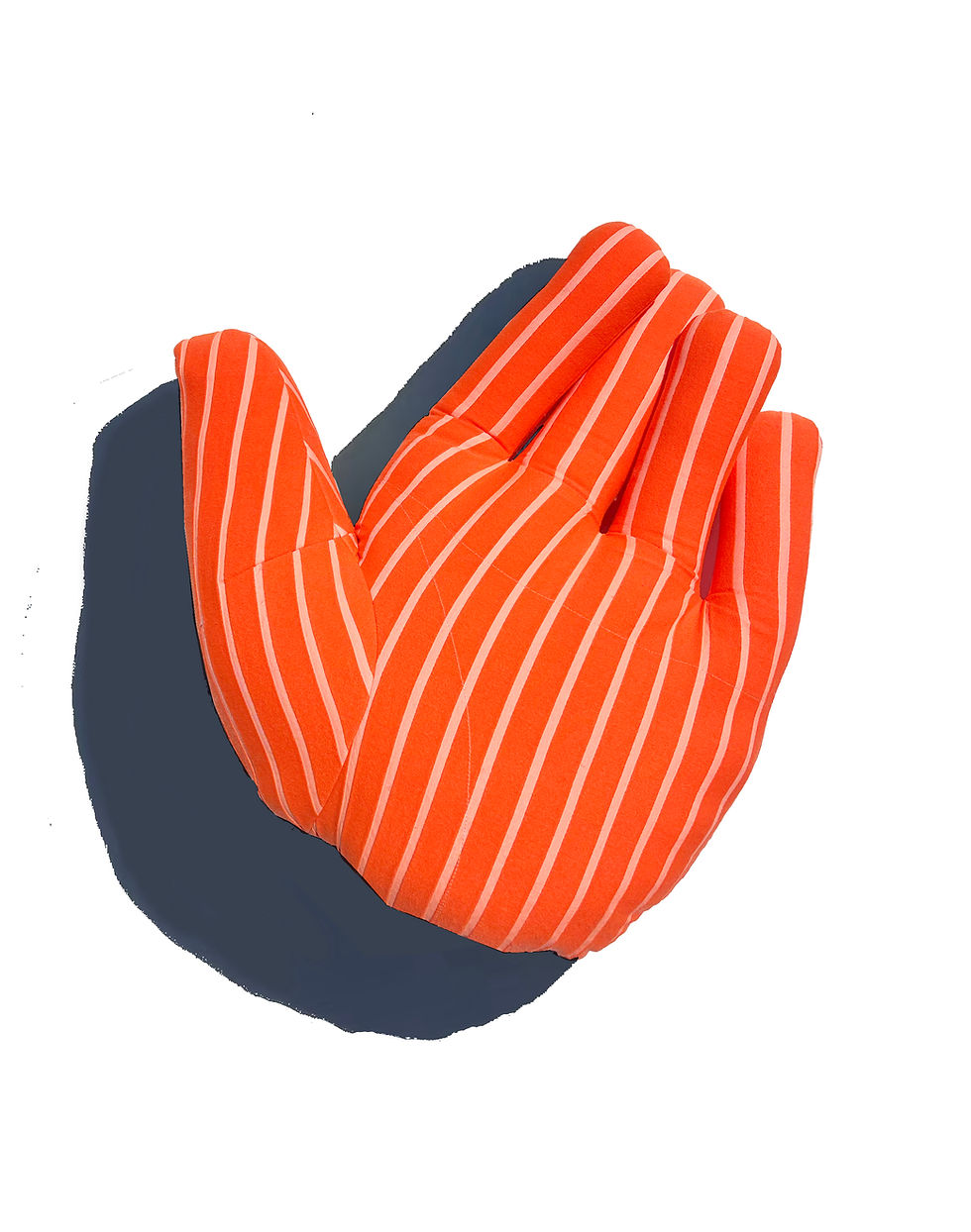 サムネイル： Fabric object "Hand"S size Neon orange stripe