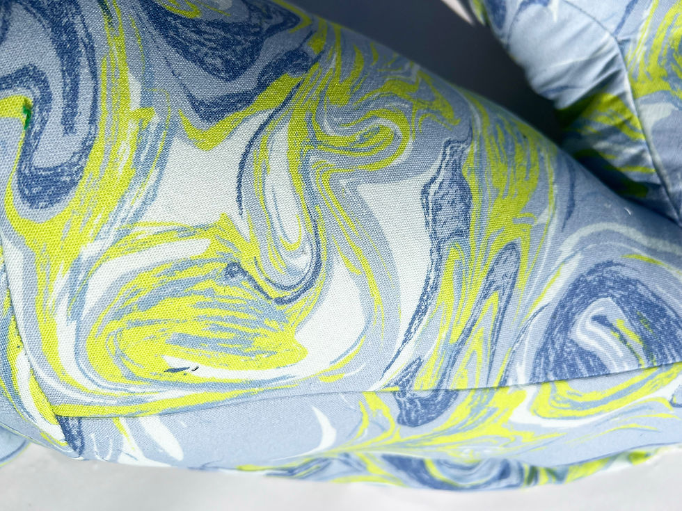 サムネイル： Fabric object "Knight" Texture marble print Grey&Blue