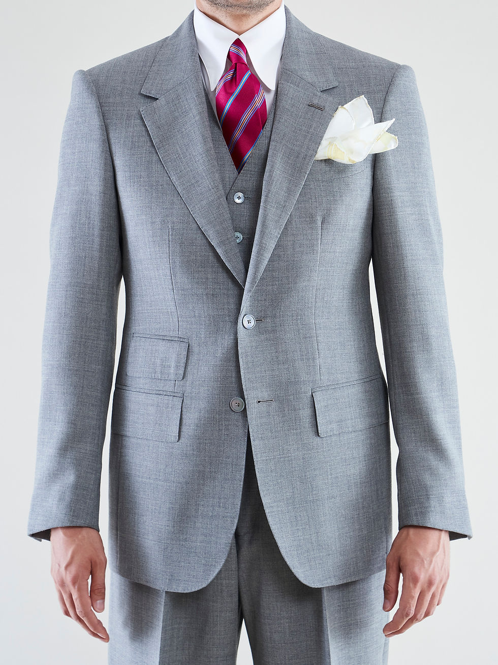 Veste droite en laine froide anglaise grise