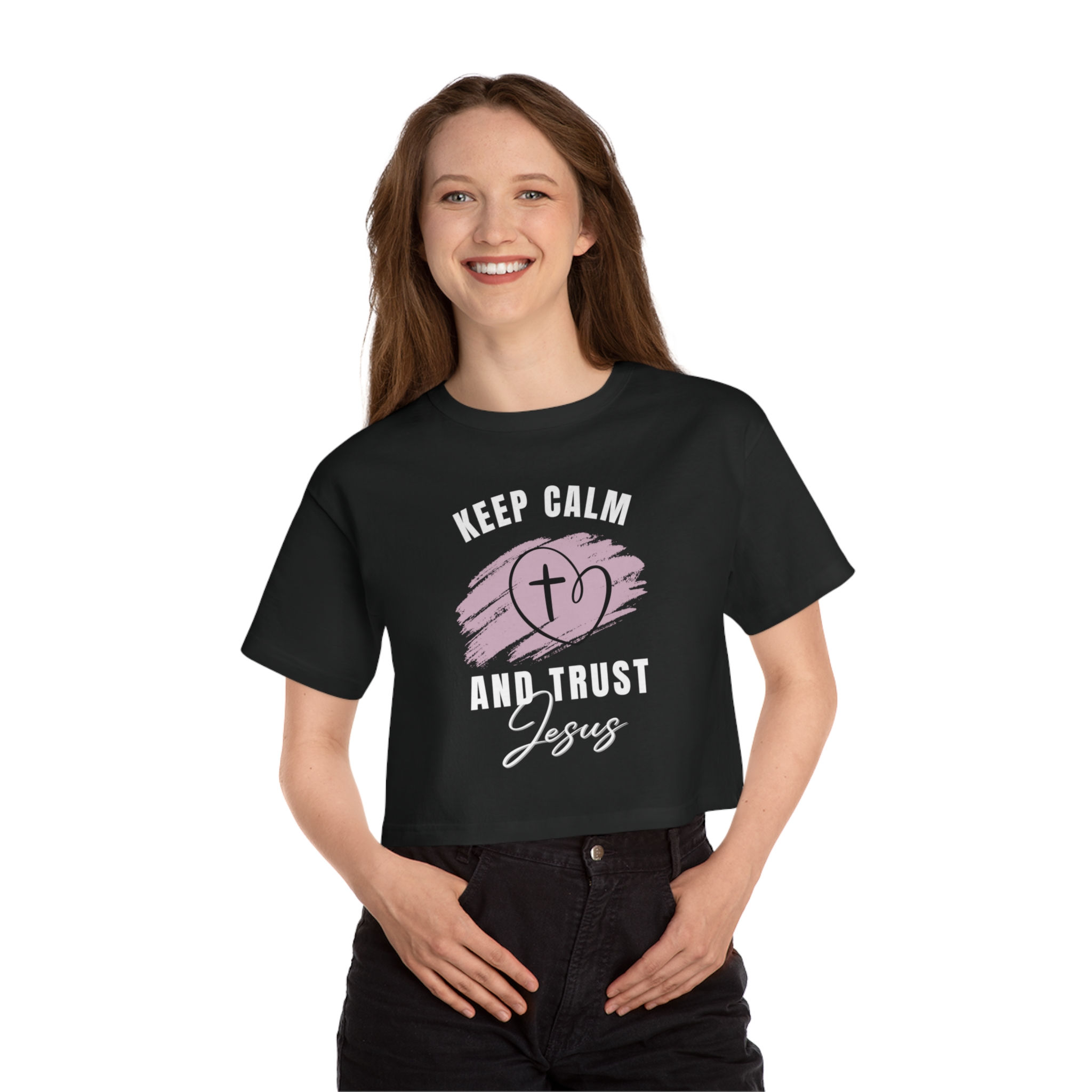 Keep Calm and Trust Jesus Cropped Tee
