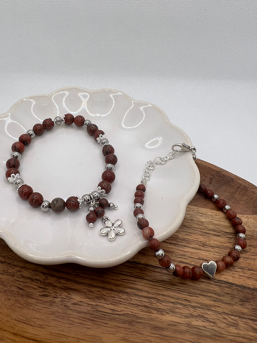 Miniatura: Set di bracciali in diaspro rosso