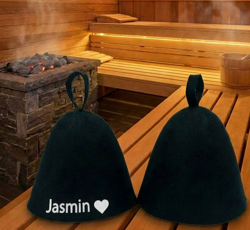 Thumbnail: Black sauna hat- personalisation available