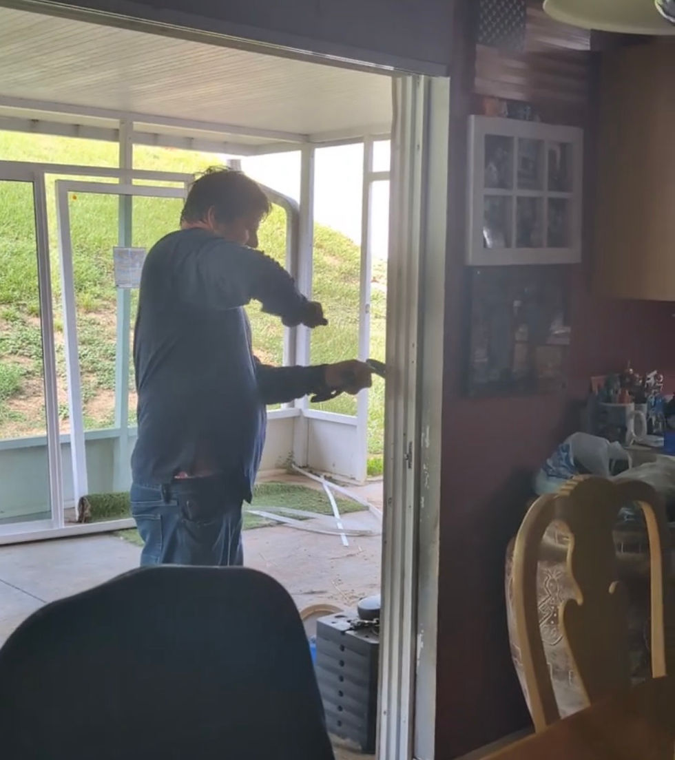 andy changing a sliding glass door