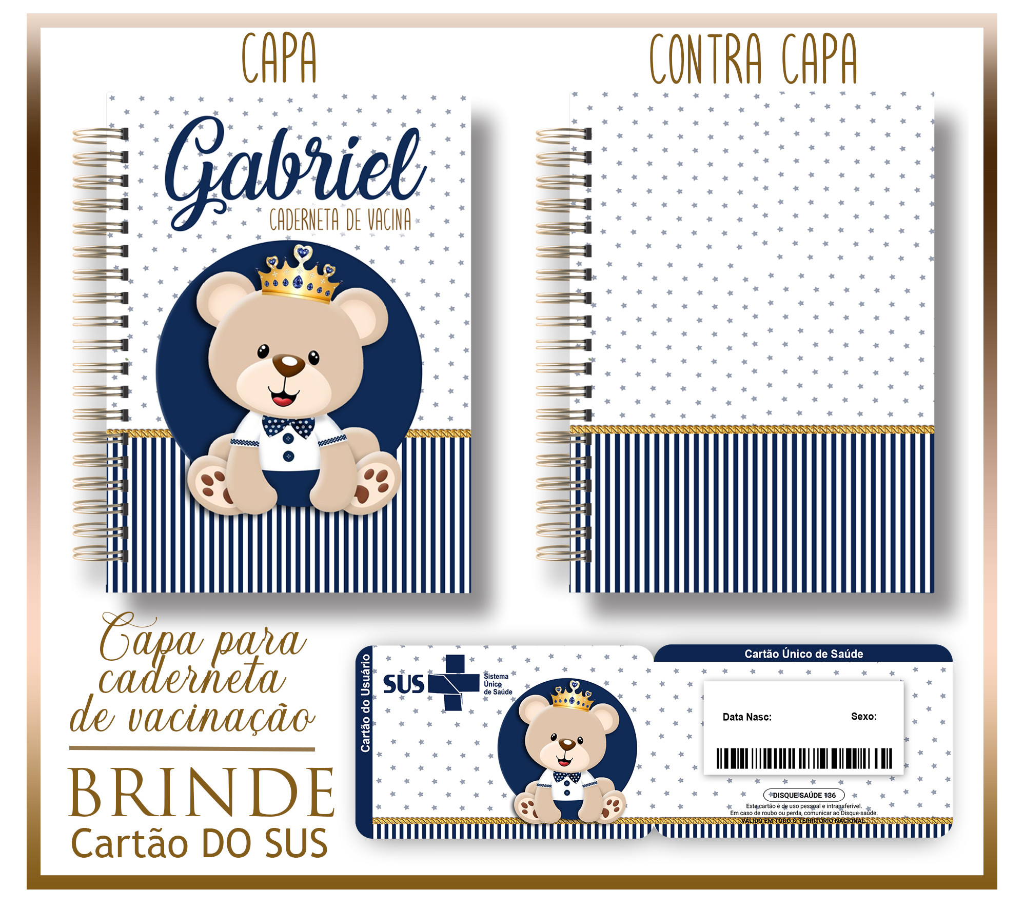 Caderneta de Vacina Ursinho príncipe