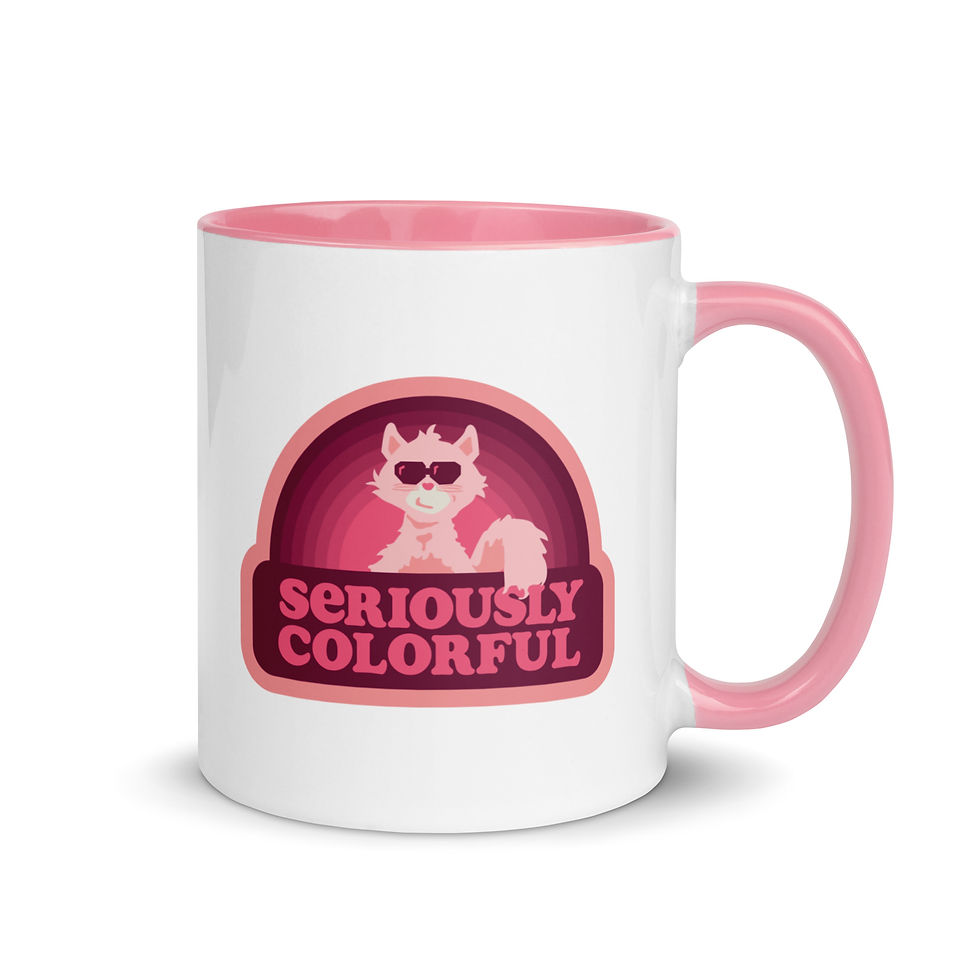 Seriously Colorful Cool Cat Pink Ceramic Mug left side design