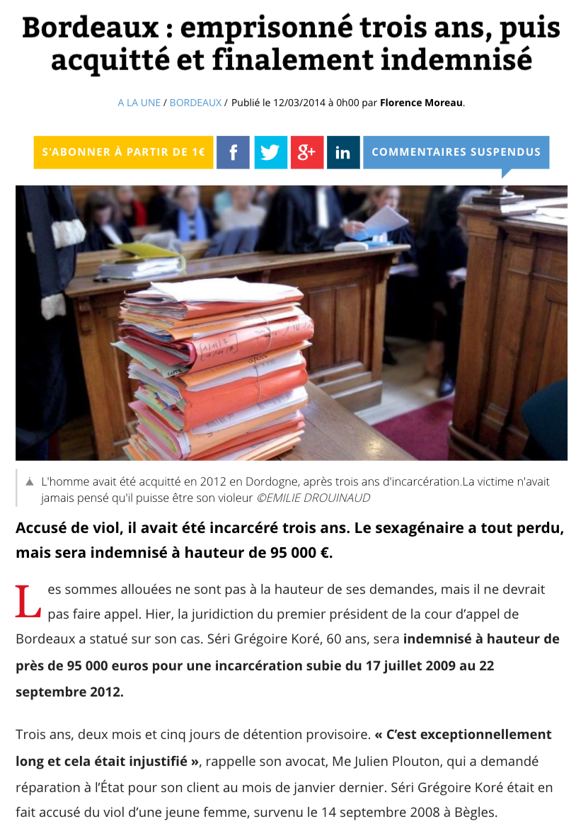 Erreur judiciaire : 95 000 euros d'indemnisation après trois ans de détention provisoire abusive