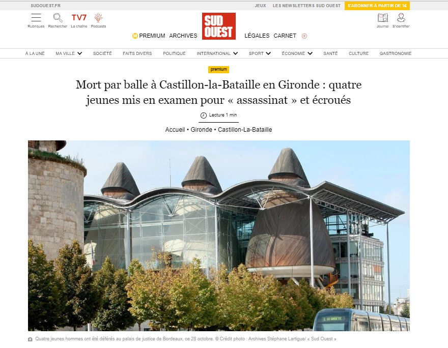 Mort par balles à Castillon la bataille, le cabinet saisi en défense par l'un des mis en examen