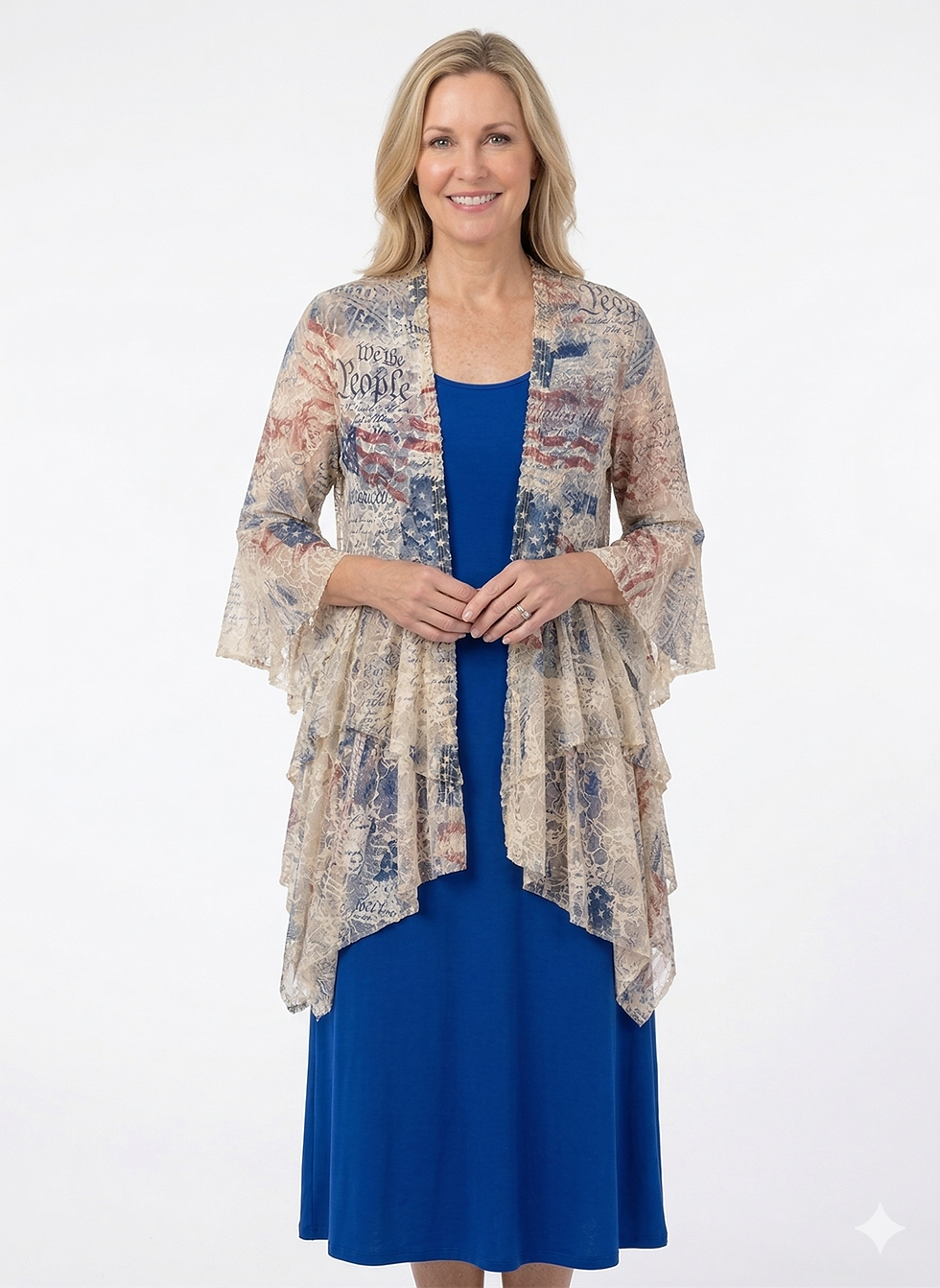 The Americana Heritage Ruffle Lace Cardigan Front