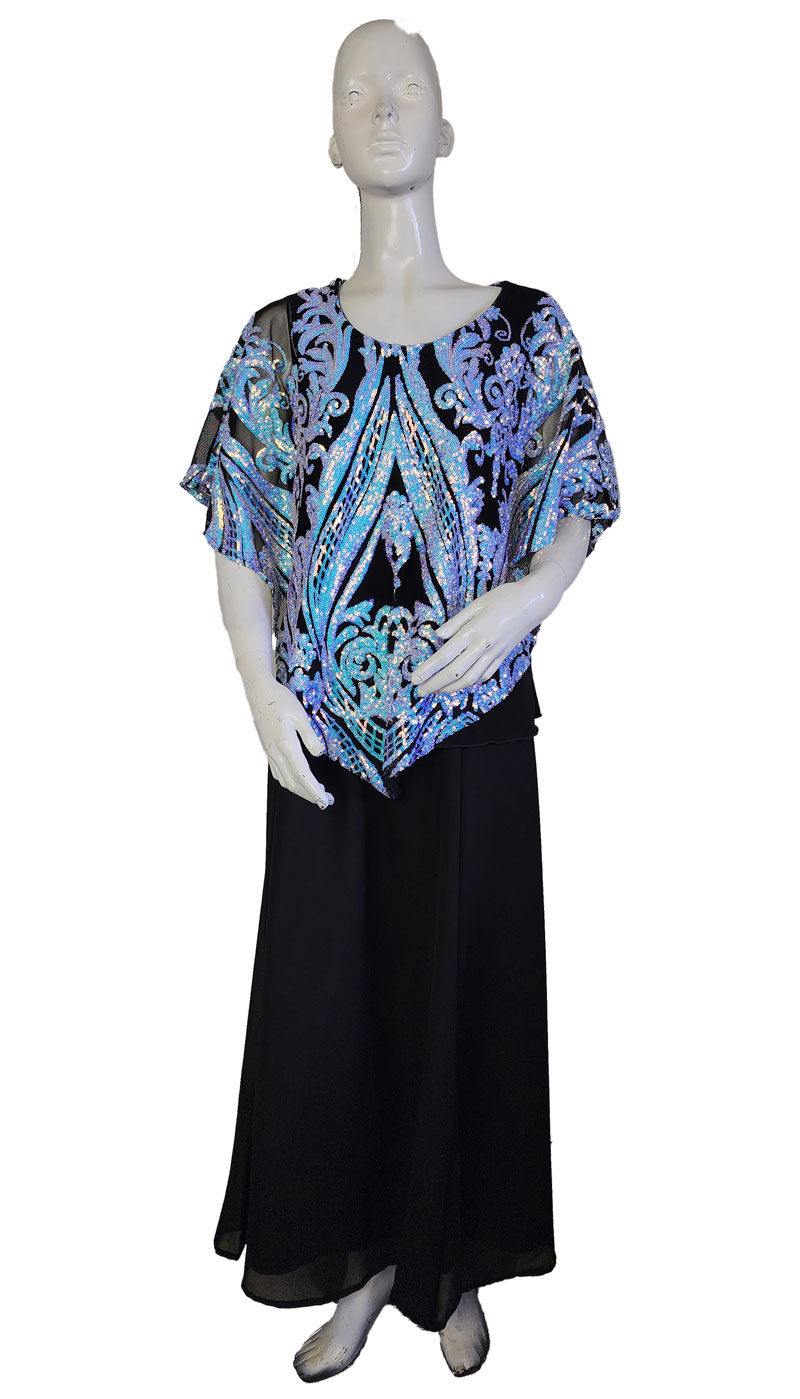 Thumbnail: Sky Blue Sequin Poncho Top