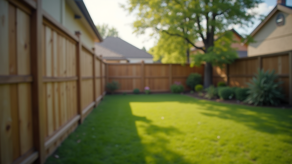 Eye-level view of wooden privacy fence along a suburban backyard