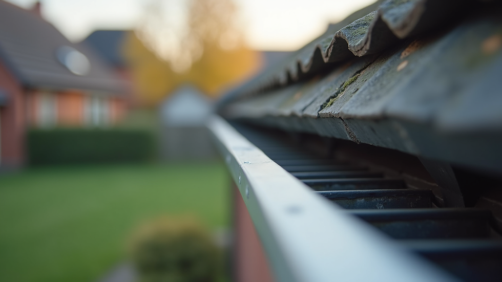 Eye-level view of clean gutter with installed gutter guard