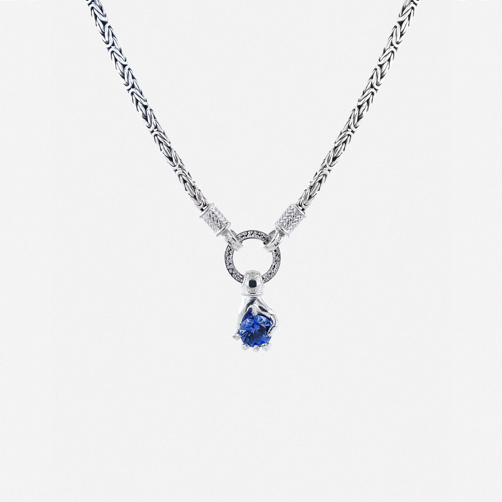 Belonging Necklace | 9mm Sapphire on Byzantine Chain