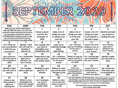 SEPTEMBER 2020 CALENDAR CHALLENGE