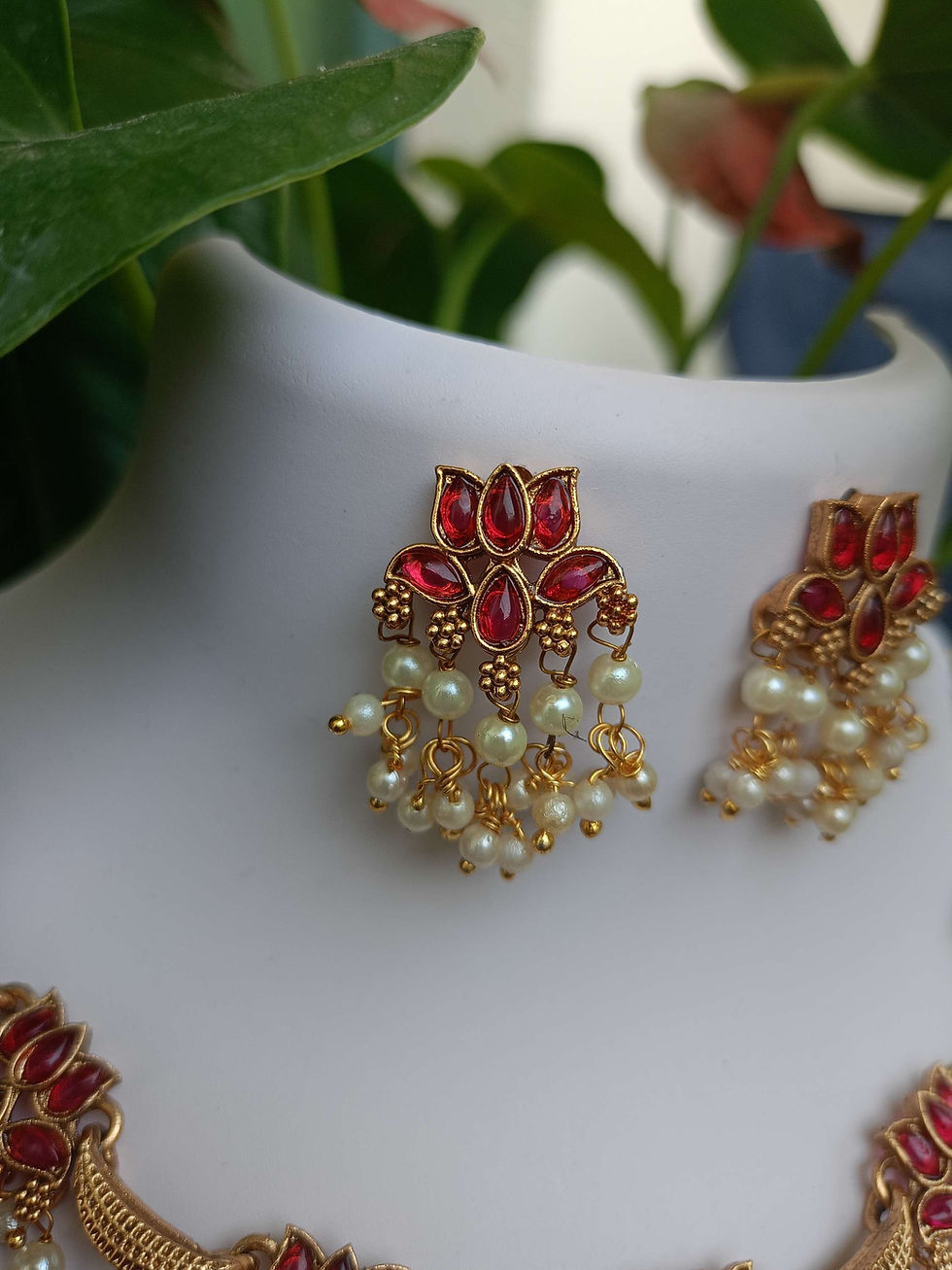 Thumbnail: Lotus Guttapusalu Necklace Set 
