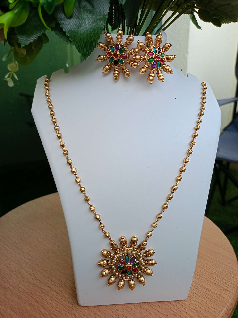 Thumbnail: Chakra Pendant Golden Bead Chain Set (Short)