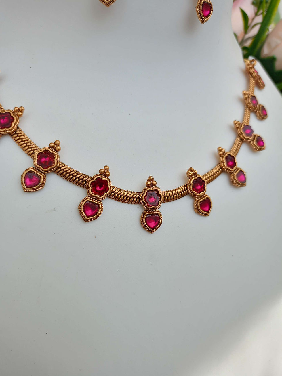 Thumbnail: Antique Palakka Fusion Choker Necklace Set 