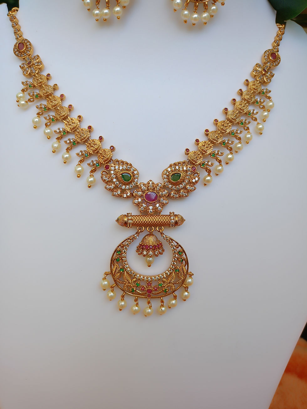 Thumbnail: Premium kid's Friendly Lakshmi Coin AD Necklace Set