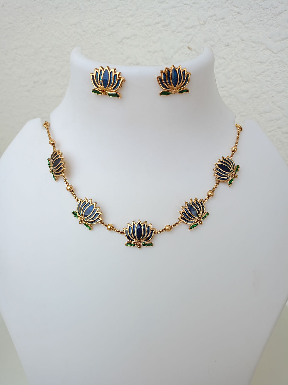 Thumbnail: Manju warrior inspired Enamel Lotus  Necklace Set 