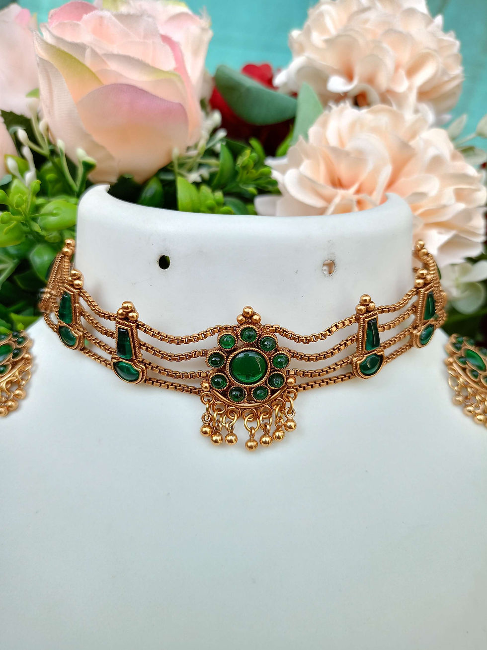 Thumbnail: Antique Floral Palakka Fusion 4line Choker Set 