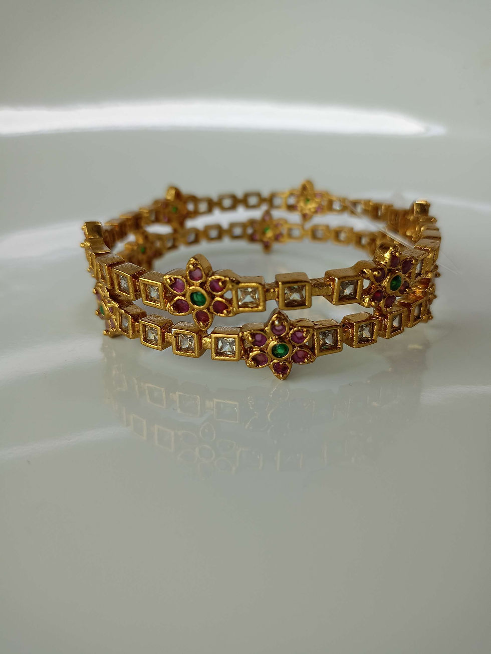 Thumbnail: Premium Floral Stone Bangles (Per Piece)