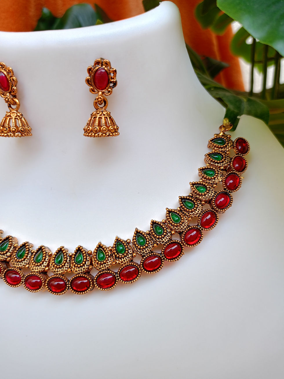 Thumbnail: Oxidized Antique Sufi Drop Necklace Set 