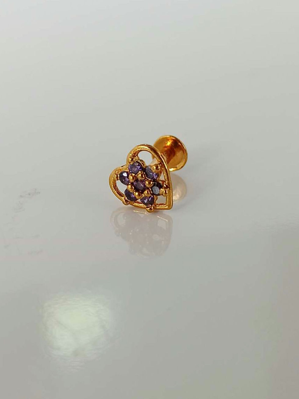 Thumbnail: Microplated Premium Flower in Heart NosePin/2nd Stud 