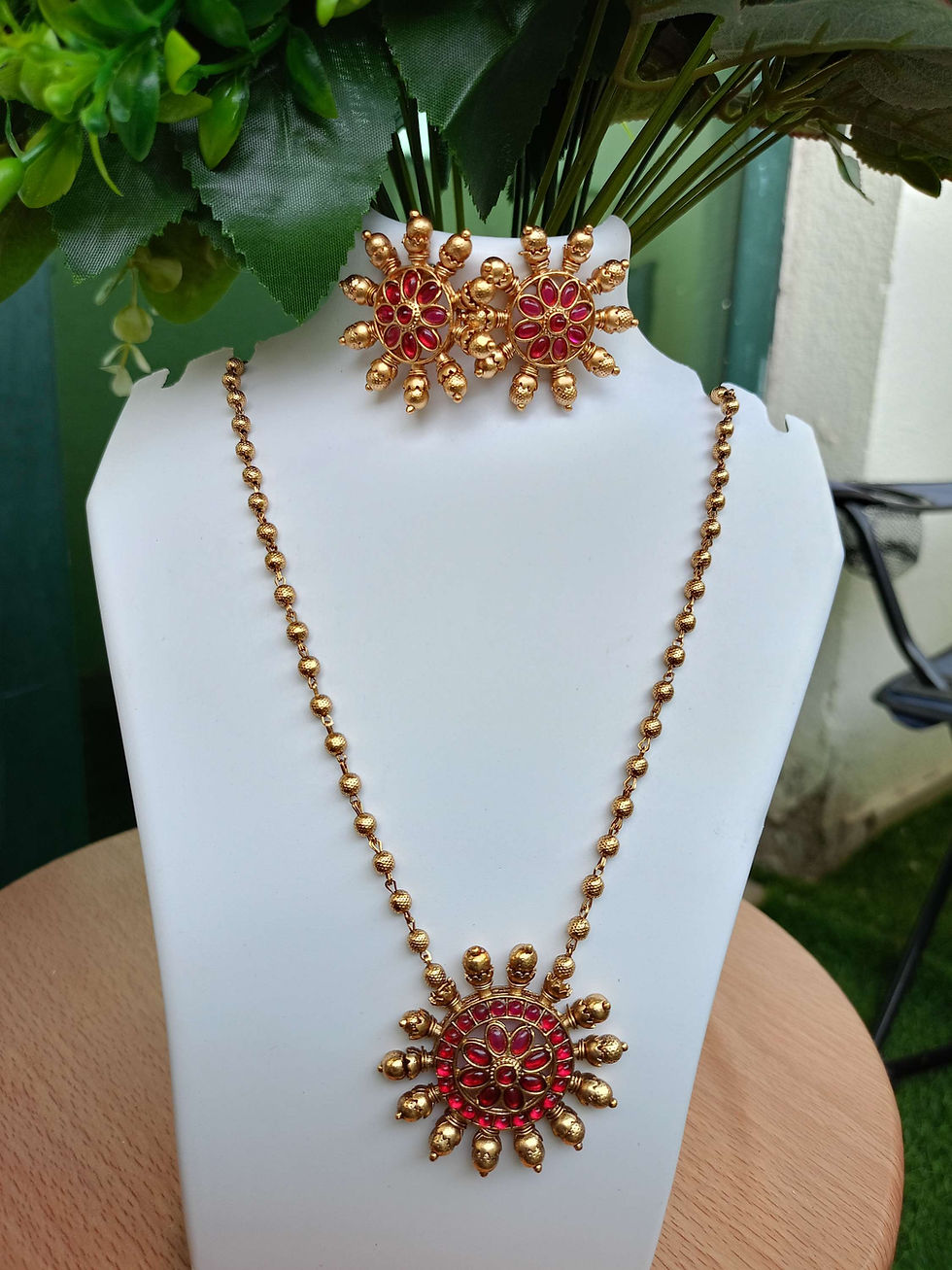 Thumbnail: Chakra Pendant Golden Bead Chain Set (Short)