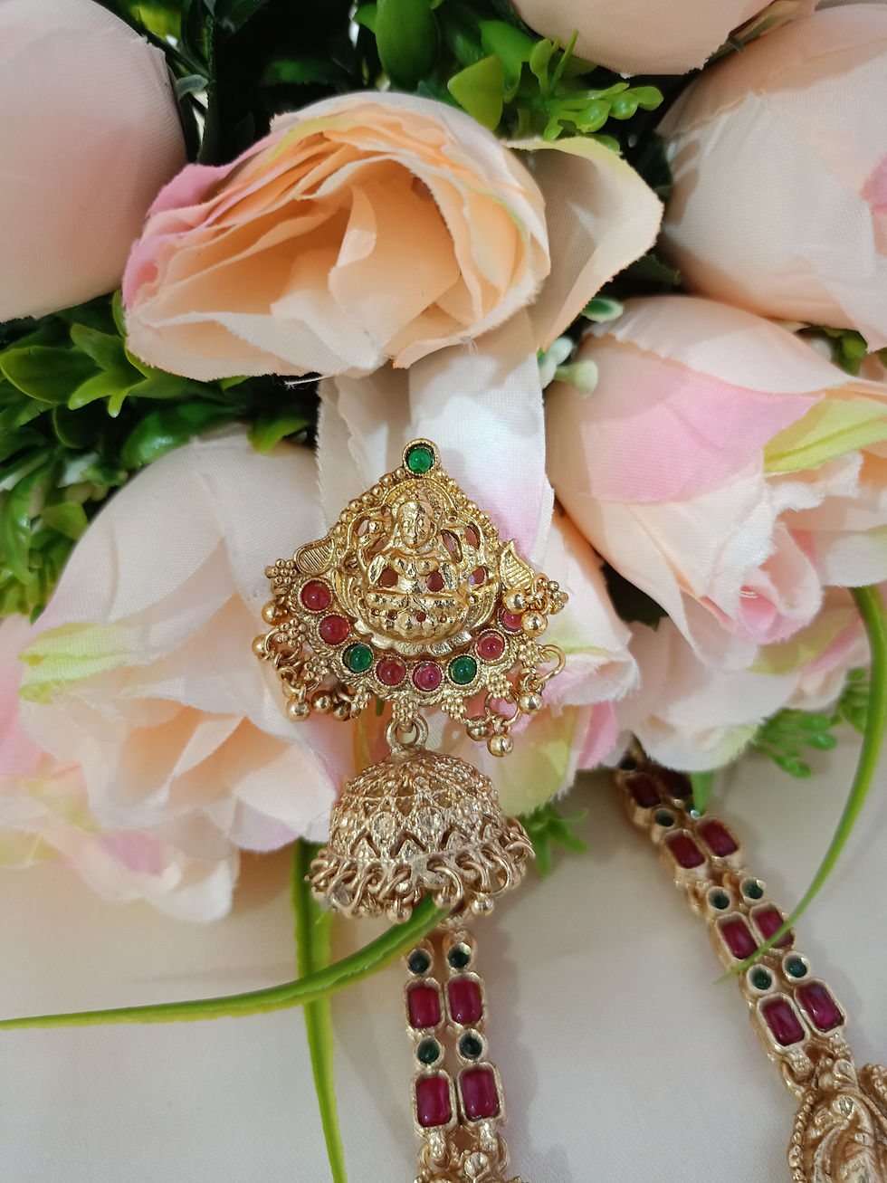 Thumbnail: Heavy Bridal Nagas Locket And Ruby Stone Haram Set