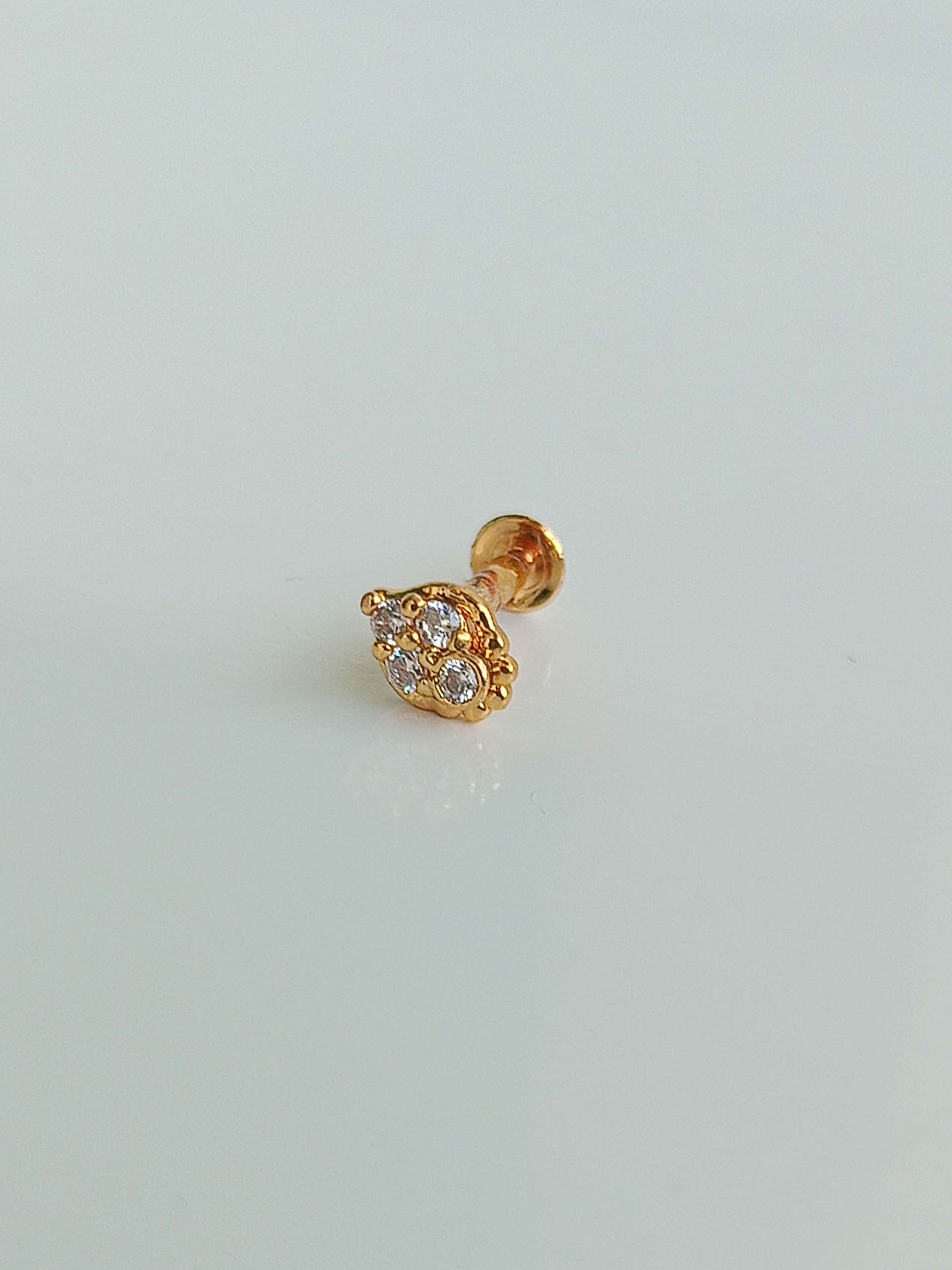 Premium Microplated AD Floral Gopi Nosepin/2nd Stud 