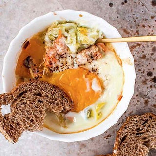 L'œuf cocotte saumon poireaux