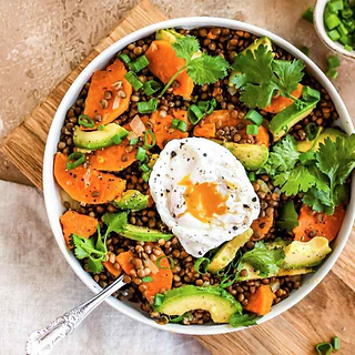 La salade de lentilles, potiron et avocat