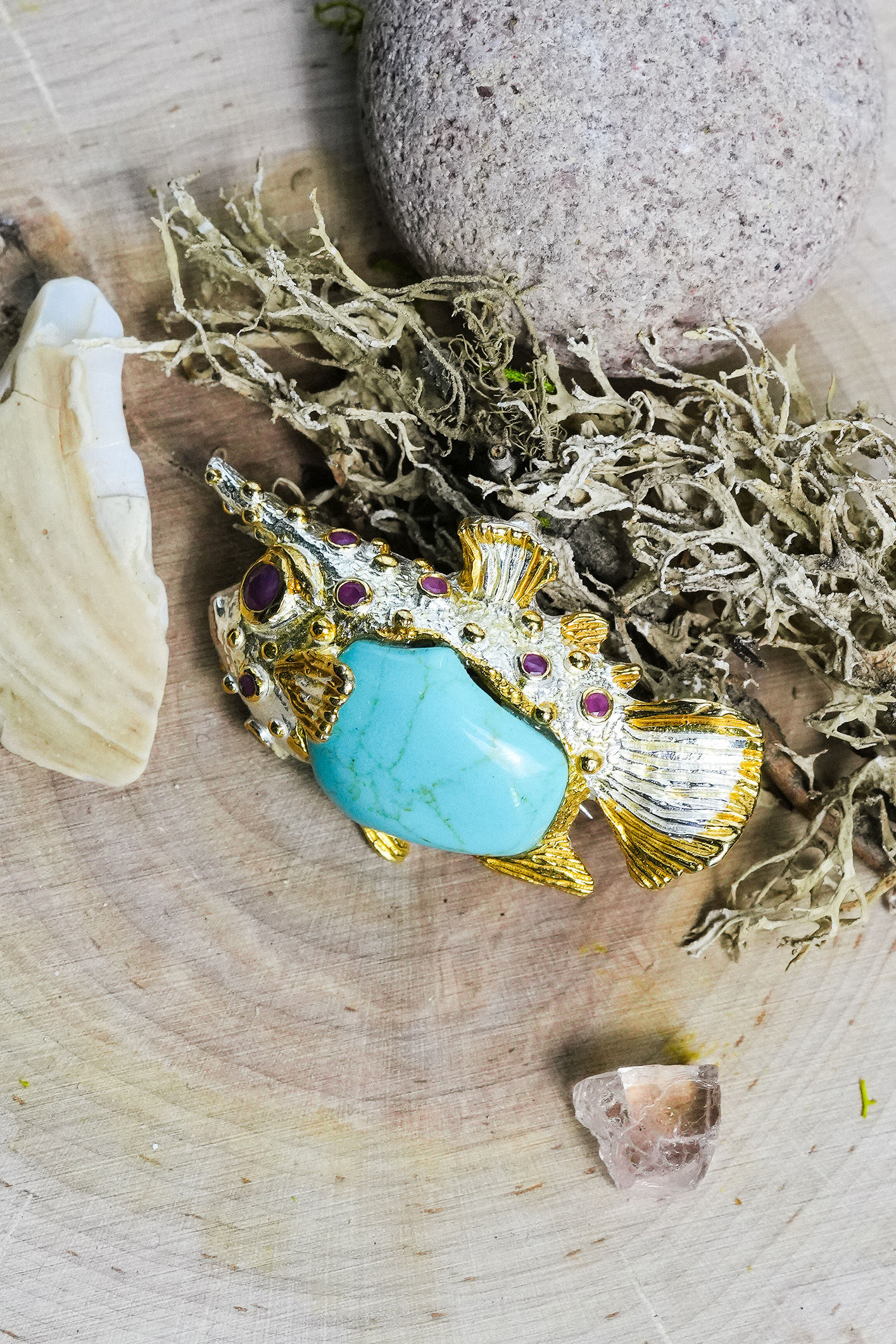 Turquoise Trigger Fish Brooch/Pendant