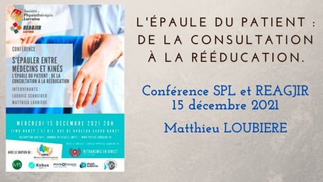 S'épauler entre médecins et kinés : L'épaule du patient, de la consultation à la rééducation.