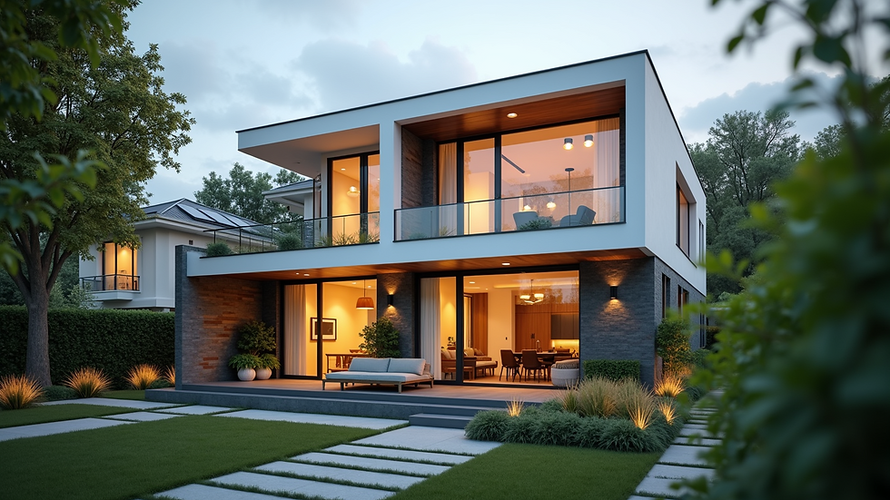 Eye-level view of a modern home with new windows