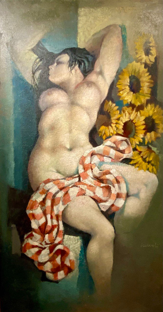 NUDO CON GIRASOLI