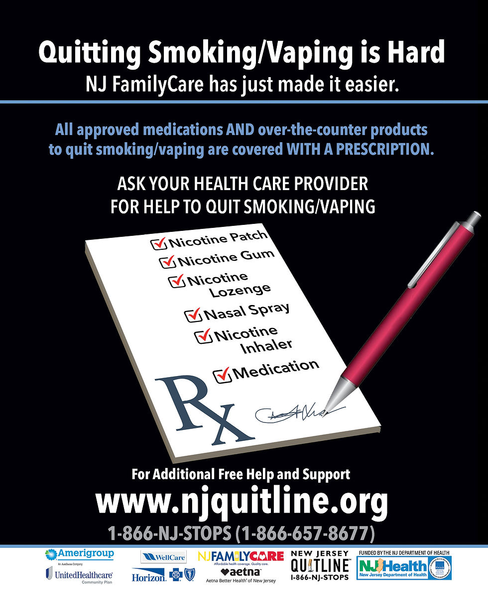 NJ FamilyCare Nicotine Replacement Therapy Coverage Flyer for Consumers