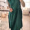 Thumbnail: WOMEN'S LINEN DRESS SLEEVELESS, Dark green, Size M
