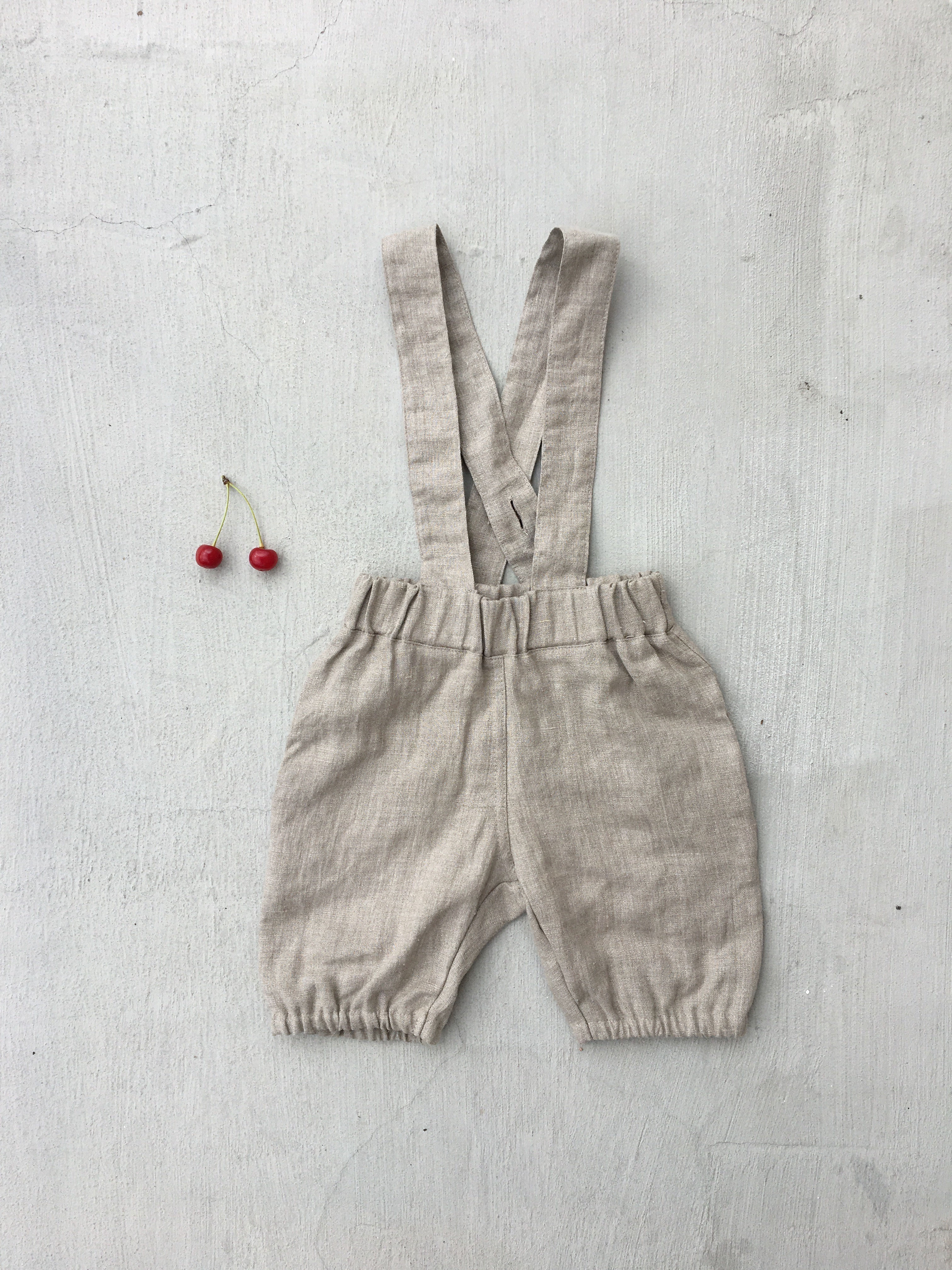 Kid's linen bubble shorts with braces