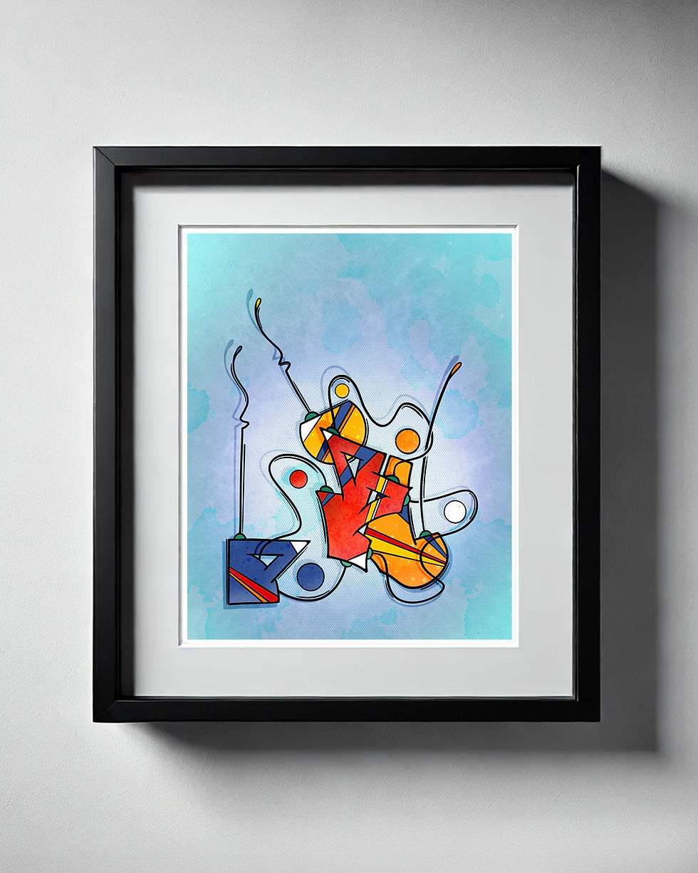 Thumbnail: The vibrant composition is set in a sleek modern black frame, ready to bring bold energy to any space.