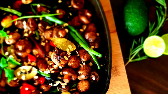 Vintage Brown Mushrooms with Toasted Oats
