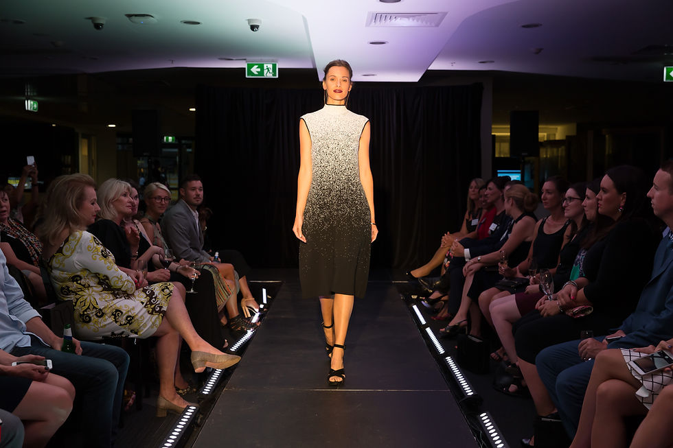 Commonwealth Bank of Australia representative, Saba, at a fashion show event.