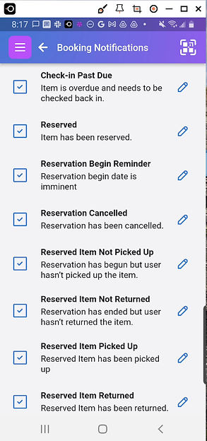 booking_notification.png Booking notifications list screen of Scanlily app