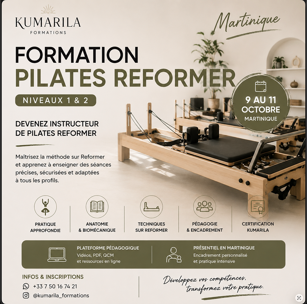 Formation Pilates Reformer — Martinique (9–11 octobre 2026)