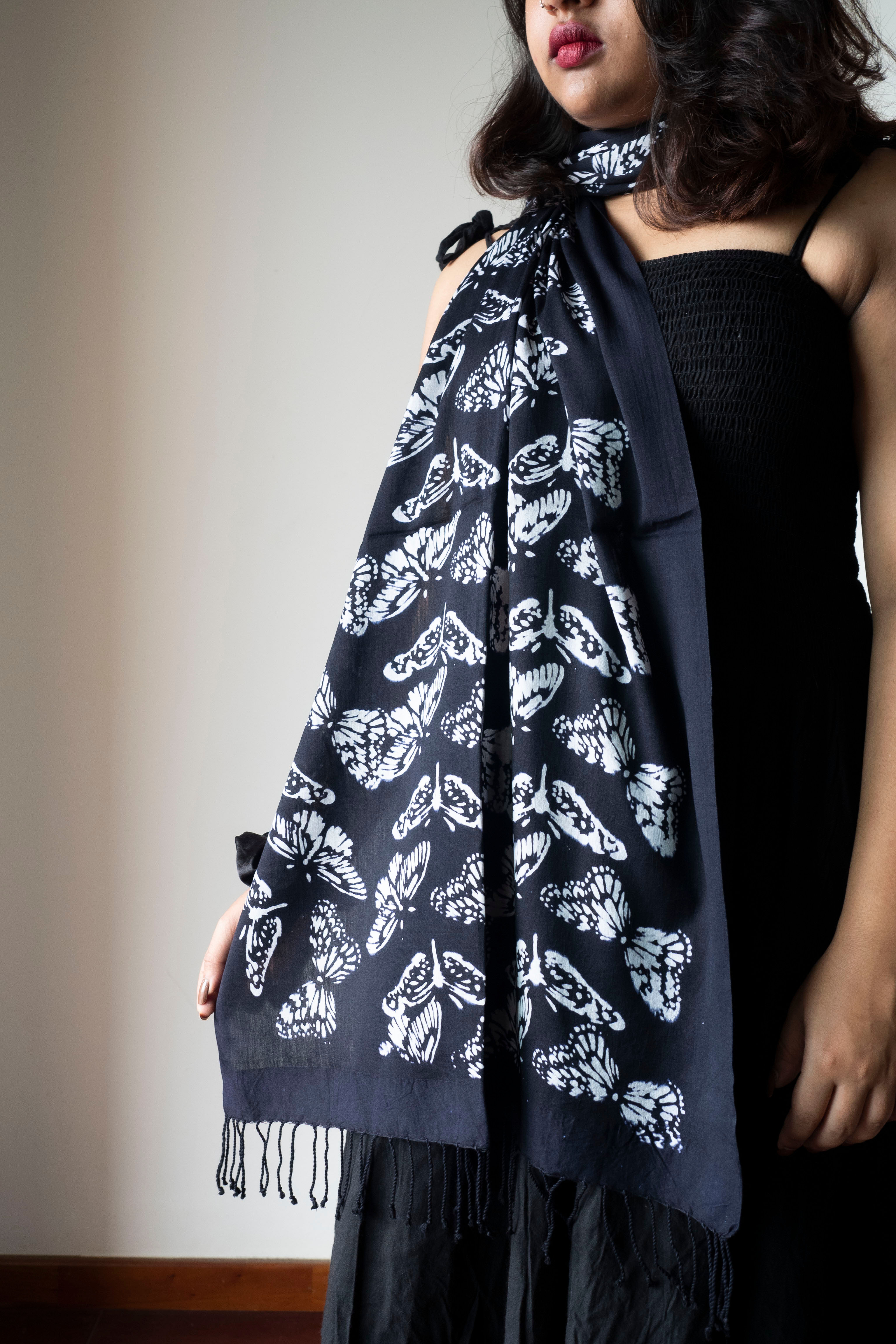Butterfly Cotton Silk Stole