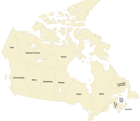 Map of the regions in Canada