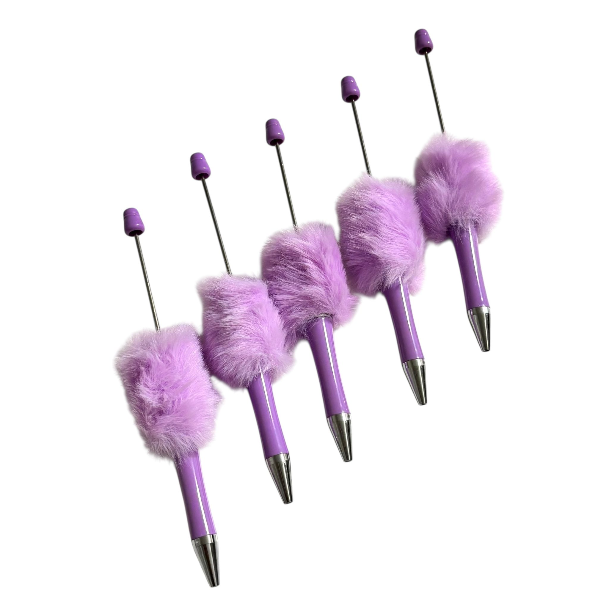 Purple Faux Fur Beadable Pens