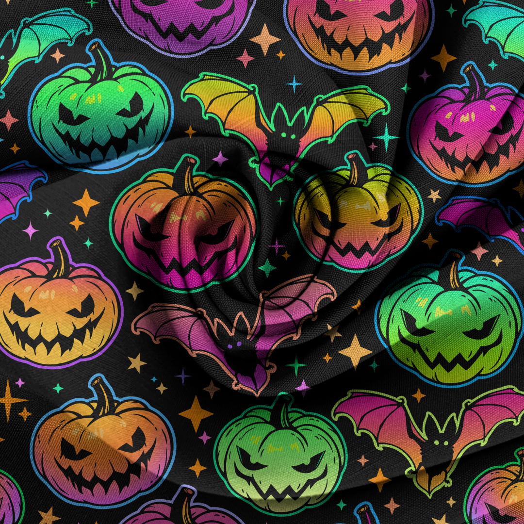 Neon Pumpkins & Bats Multicolor