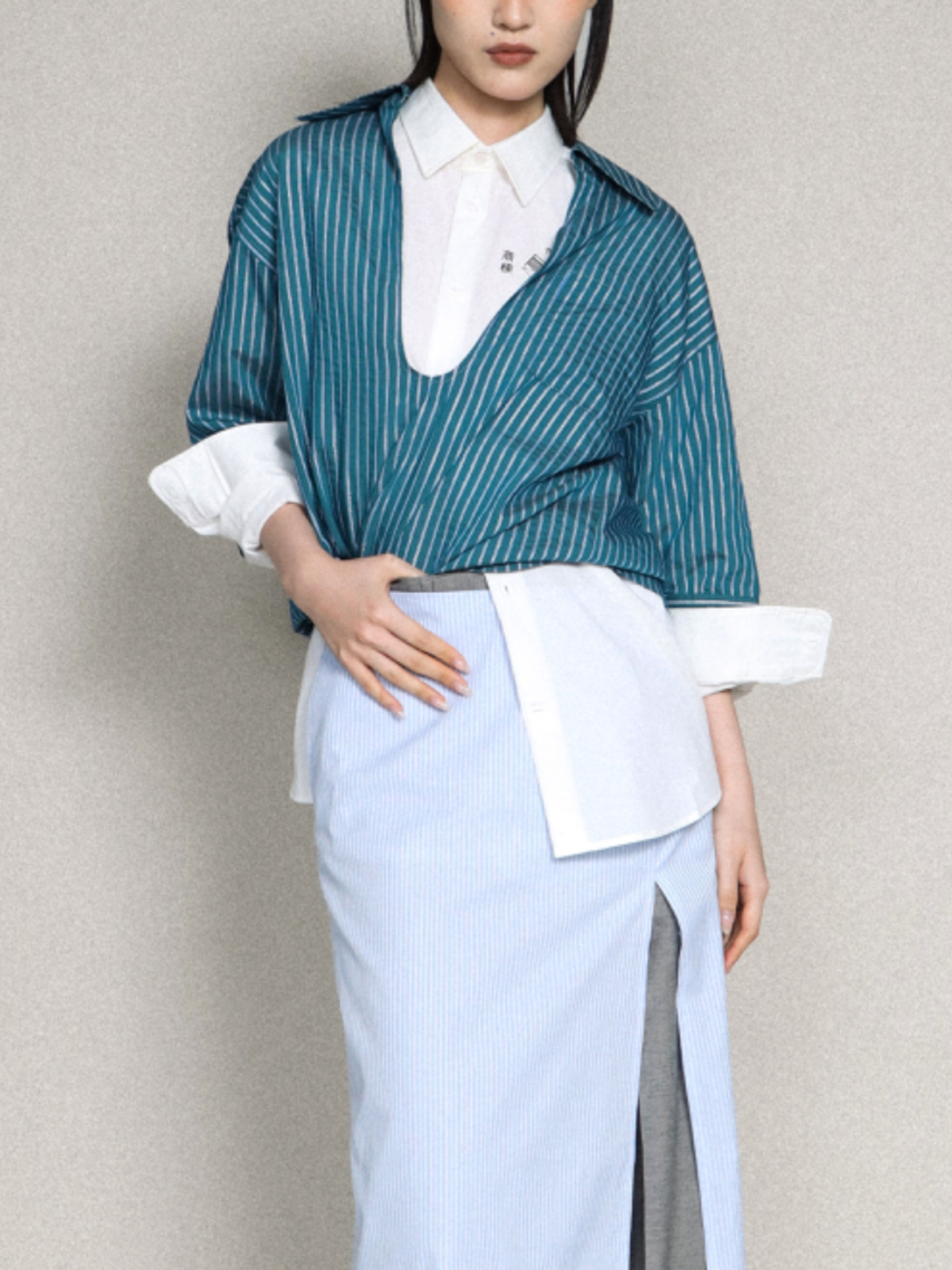 Jade Green Striped Keyhole Polo