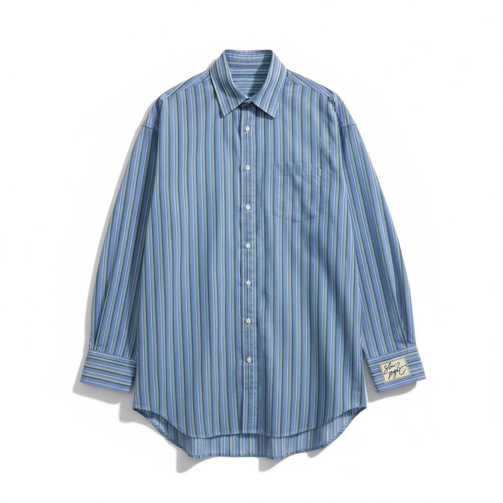 Shining Blue Striped Boyfriend Shirt
